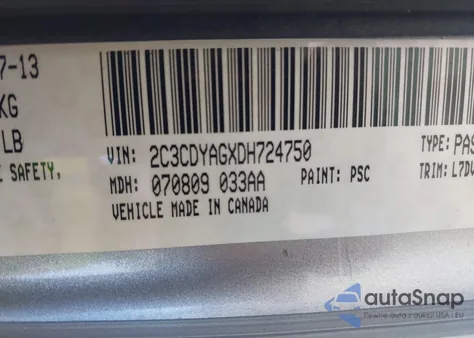 2013 Dodge Challenger Sxt из США, поврежденный, VIN 2C3CDYAGXDH724750